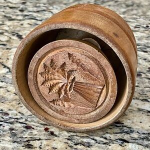 Vintage Wooden Butter Mold | Maple | Wheat Sheaf Carving